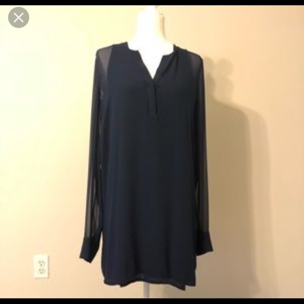 Vince long sleeve sheer dress with built in slip